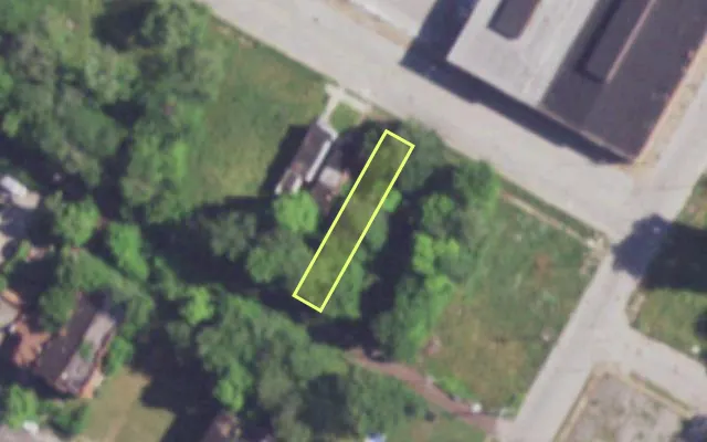 Aerial view of 3818 EVANS AV — vacant lot, St. Louis with approximate parcel outline