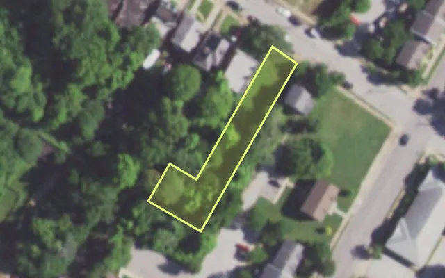 Aerial view of 5916 PLYMOUTH AV — vacant lot, St. Louis with approximate parcel outline