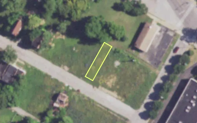 Aerial view of 3717 EVANS AV — vacant lot, St. Louis with approximate parcel outline