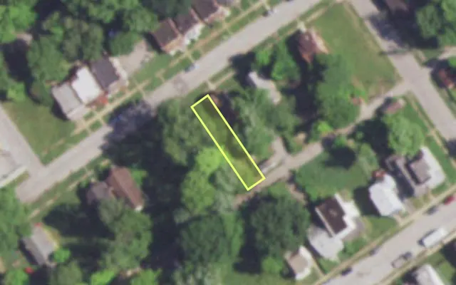 Aerial view of 5056 ALCOTT AV — vacant lot, St. Louis with approximate parcel outline