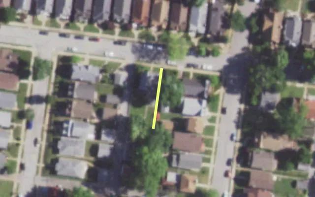Aerial view of 5612 GRESHAM ST — vacant lot, St. Louis with approximate parcel outline