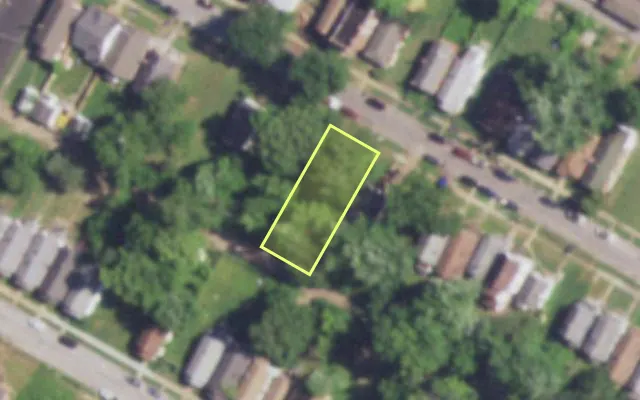 Aerial view of 6048 SHULTE AV — vacant lot, St. Louis with approximate parcel outline