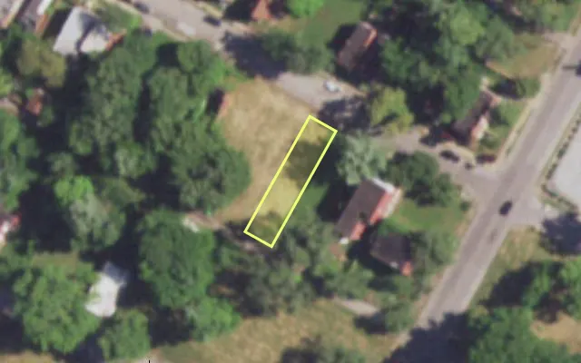 Aerial view of 4416 GARFIELD AV — vacant lot, St. Louis with approximate parcel outline