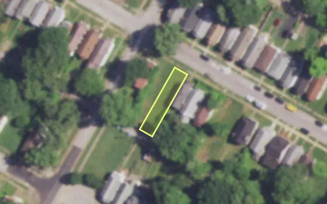 Aerial view of 5960 HARNEY AV — vacant lot, St. Louis with approximate parcel outline