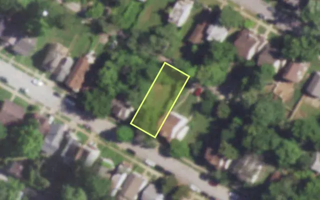 Aerial view of 5949 LALITE AV — vacant lot, St. Louis with approximate parcel outline
