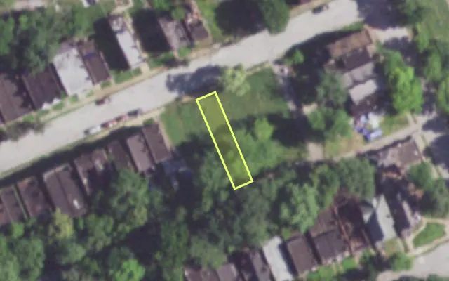 Aerial view of 1122 NEWHOUSE AV — vacant lot, St. Louis with approximate parcel outline