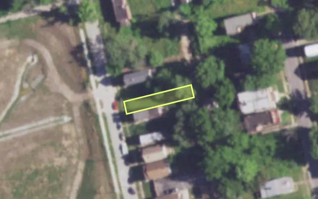 Aerial view of 8228 FREDERICK ST — vacant lot, St. Louis with approximate parcel outline