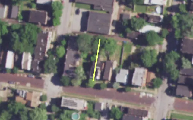 Aerial view of 2917 H GASCONADE ST — vacant lot, St. Louis with approximate parcel outline