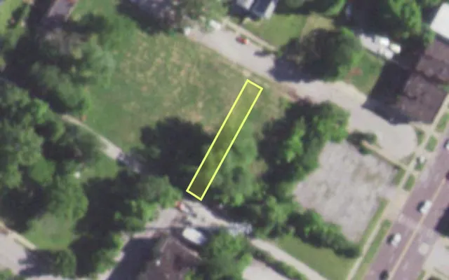 Aerial view of 5322 THEODOSIA AV — vacant lot, St. Louis with approximate parcel outline