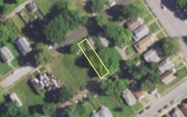 Aerial view of 5534 ALCOTT AV — vacant lot, St. Louis with approximate parcel outline