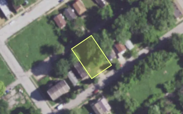 Aerial view of 1433 JOHN AV — vacant lot, St. Louis with approximate parcel outline