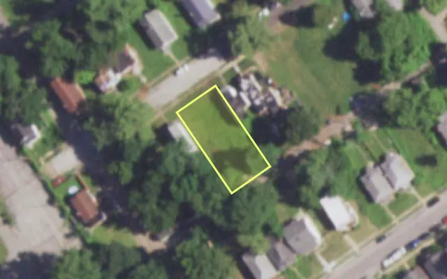 Aerial view of 5514 ALCOTT AV — vacant lot, St. Louis with approximate parcel outline