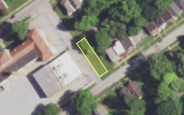 Aerial view of 5037 ALCOTT AV — vacant lot, St. Louis with approximate parcel outline