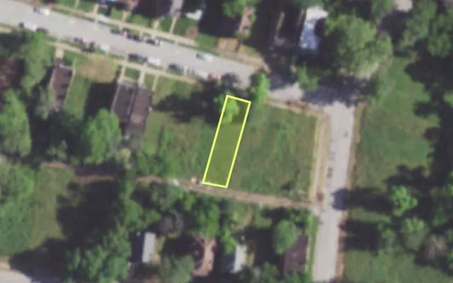 Aerial view of 6010 SUBURBAN AV — vacant lot, St. Louis with approximate parcel outline