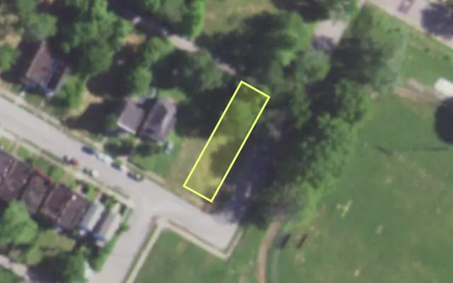 Aerial view of 5203 THEODOSIA AV — vacant lot, St. Louis with approximate parcel outline