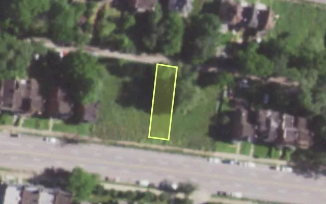 Aerial view of 5057 PAGE BLVD — vacant lot, St. Louis with approximate parcel outline