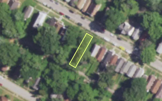 Aerial view of 6032 HARNEY AV — vacant lot, St. Louis with approximate parcel outline