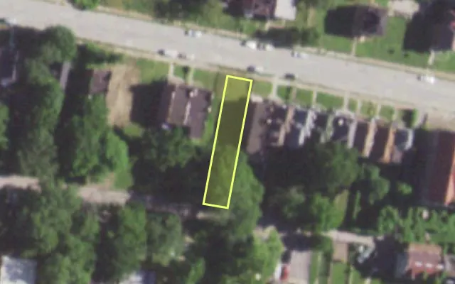 Aerial view of 5140 MINERVA AV — vacant lot, St. Louis with approximate parcel outline