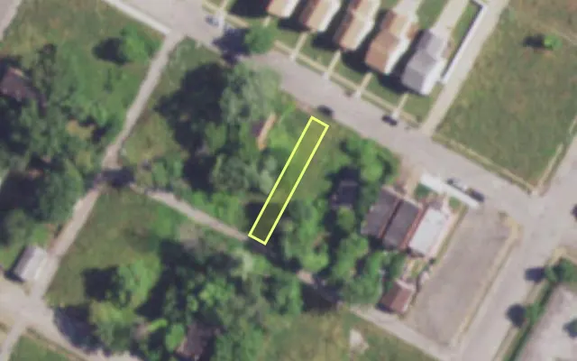 Aerial view of 4222 GARFIELD AV — vacant lot, St. Louis with approximate parcel outline