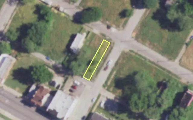 Aerial view of 4134 ALDINE AV — vacant lot, St. Louis with approximate parcel outline