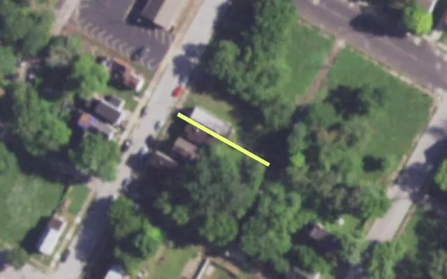 Aerial view of 4126 H HULL PL — vacant lot, St. Louis with approximate parcel outline