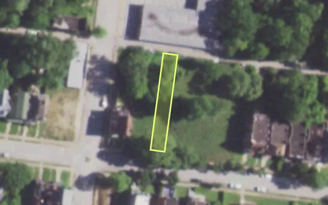 Aerial view of 5087 ENRIGHT AV — vacant lot, St. Louis with approximate parcel outline