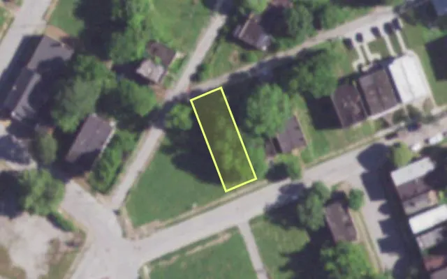 Aerial view of 2309 ANGELICA ST — vacant lot, St. Louis with approximate parcel outline