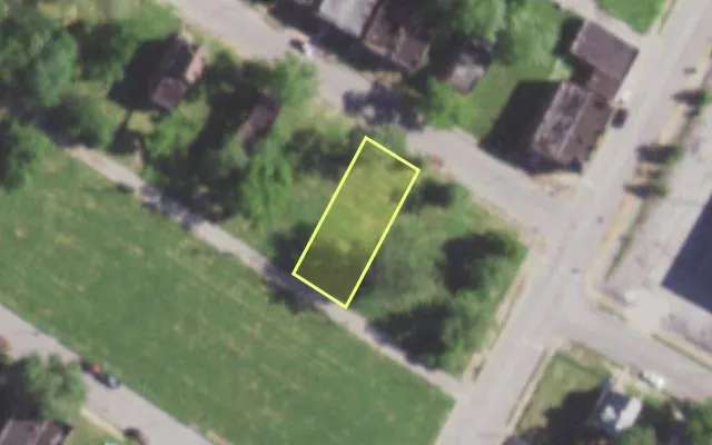 Aerial view of 5812 COTE BRILLIANTE AV — vacant lot, St. Louis with approximate parcel outline