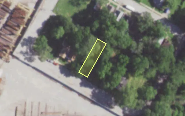 Aerial view of 5869 GREER AV — vacant lot, St. Louis with approximate parcel outline
