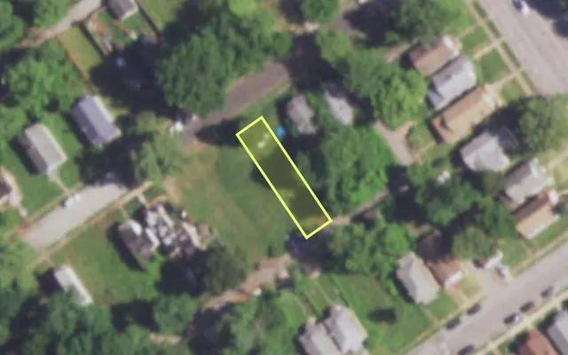 Aerial view of 5532 ALCOTT AV — vacant lot, St. Louis with approximate parcel outline