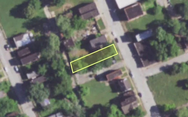 Aerial view of 4237 N 20TH ST — vacant lot, St. Louis with approximate parcel outline