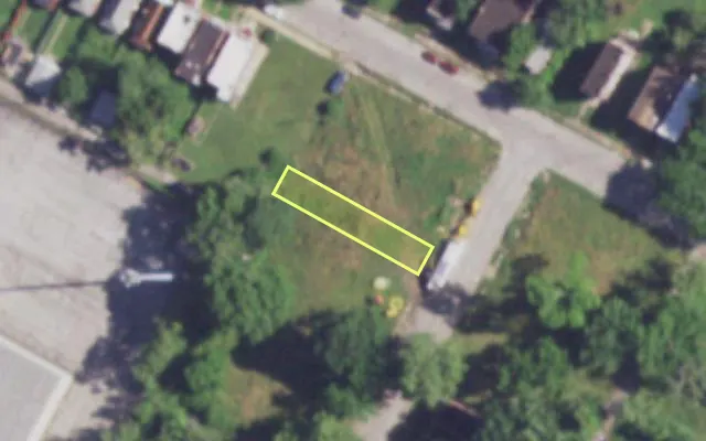 Aerial view of 3139 NEW ASHLAND PL — vacant lot, St. Louis with approximate parcel outline