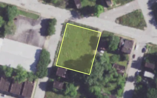 Aerial view of 3314 N 21ST ST — vacant lot, St. Louis with approximate parcel outline