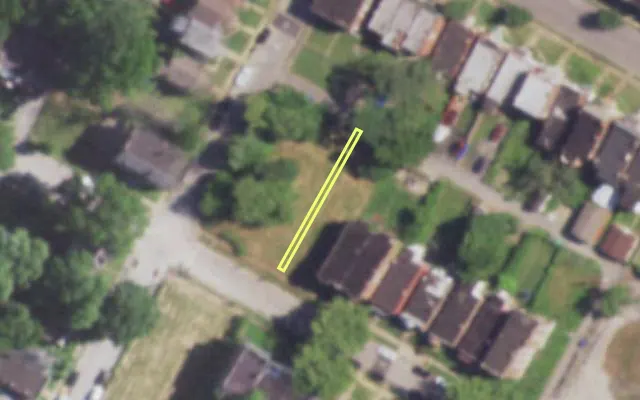 Aerial view of 5053 TERRY AV — vacant lot, St. Louis with approximate parcel outline