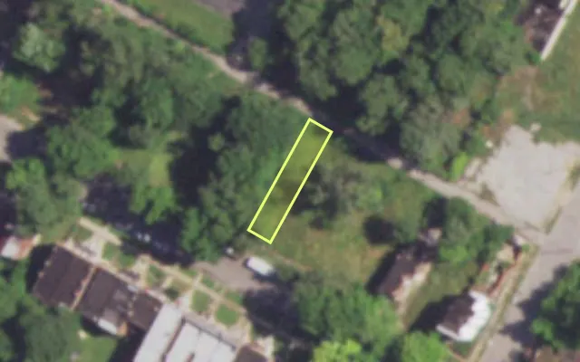 Aerial view of 4579 EVANS AV — vacant lot, St. Louis with approximate parcel outline