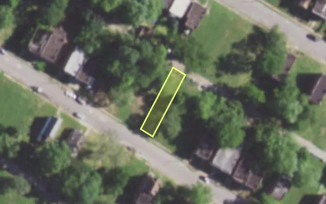 Aerial view of 5839 COTE BRILLIANTE AV — vacant lot, St. Louis with approximate parcel outline