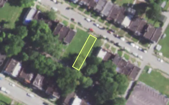 Aerial view of 5332 LOTUS AV — vacant lot, St. Louis with approximate parcel outline