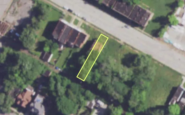 Aerial view of 3852 EVANS AV — vacant lot, St. Louis with approximate parcel outline