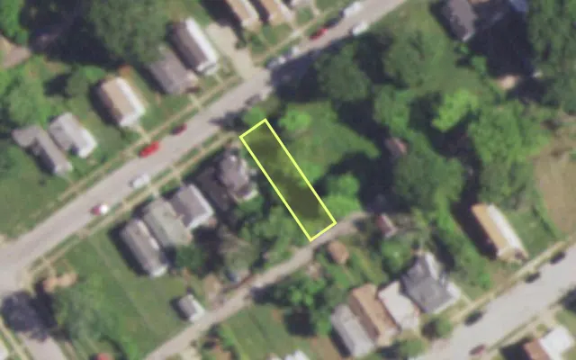 Aerial view of 4928 ALCOTT AV — vacant lot, St. Louis with approximate parcel outline