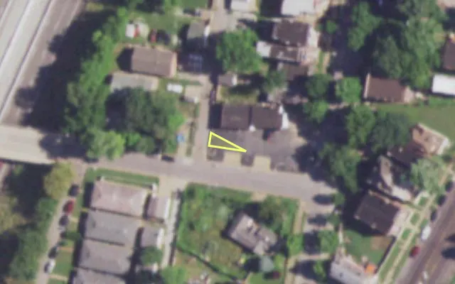 Aerial view of 2905 DELOR ST — vacant lot, St. Louis with approximate parcel outline