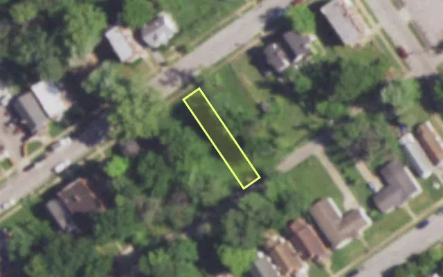 Aerial view of 5454 GILMORE AV — vacant lot, St. Louis with approximate parcel outline