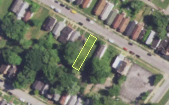 Aerial view of 5930 HARNEY AV — vacant lot, St. Louis with approximate parcel outline