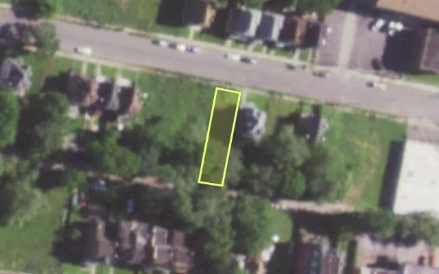 Aerial view of 5028 MINERVA AV — vacant lot, St. Louis with approximate parcel outline